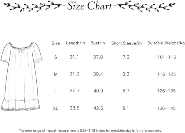 51HjaPdIKRL._AC Women's Cotton Nightgowns Vintage Lightweight Gown Sets Short Sleeve Princess Nightdress
