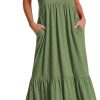 ANRABESS Women's Summer Casual Sleeveless V Neck Swing Dress Fit & Flare Flowy Tiered Maxi Beach Sundress with Pockets