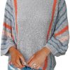 614l-6vbXyL._AC Womens 2024 Cute Spring Summer Color Block Striped Lightweight Comfy Cable Knit Beach Boho Clothes Pullover Sweaters