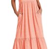 ANRABESS Women's Summer Casual Sleeveless V Neck Swing Dress Fit & Flare Flowy Tiered Maxi Beach Sundress with Pockets