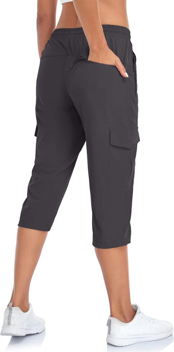 Women's Hiking Cargo Capri Pants Lightweight Quick Dry Joggers Outdoor Casual Travel Capris with Zipper Pockets