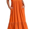 ANRABESS Women's Summer Casual Sleeveless V Neck Swing Dress Fit & Flare Flowy Tiered Maxi Beach Sundress with Pockets
