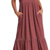 ANRABESS Women's Summer Casual Sleeveless V Neck Swing Dress Fit & Flare Flowy Tiered Maxi Beach Sundress with Pockets