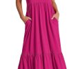 ANRABESS Women's Summer Casual Sleeveless V Neck Swing Dress Fit & Flare Flowy Tiered Maxi Beach Sundress with Pockets
