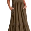 ANRABESS Women's Summer Casual Sleeveless V Neck Swing Dress Fit & Flare Flowy Tiered Maxi Beach Sundress with Pockets