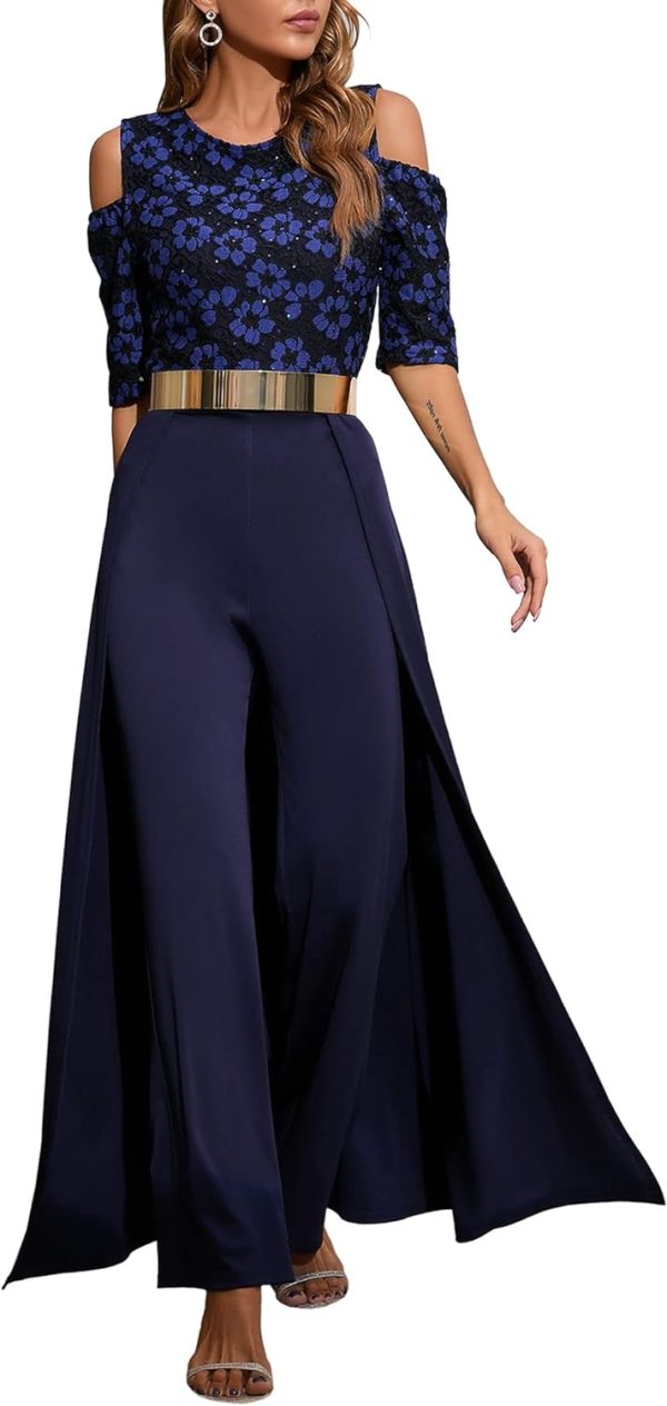 Patchwork Overlay Embellished Plain Women's Jumpsuit High-Waist Woman Romper