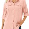 Women's UPF 50 Long Sleeve UV Sun Protection Safari Shirts Outdoor Quick Dry Fishing Hiking Travel Shirts