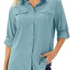 Women's UPF 50 Long Sleeve UV Sun Protection Safari Shirts Outdoor Quick Dry Fishing Hiking Travel Shirts