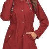 Rain Jacket Women Striped Lined Hooded Lightweight Raincoat Outdoor Waterproof Windbreaker