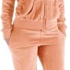 5130qMP1g4L._AC_SL1200 Womens Jogging Suits Sets Running Velour Outfit Zipper Warm Up 2 Pieces Hoodie and Pant Tracksuit