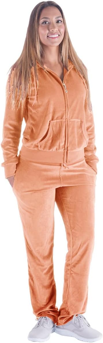 5130qMP1g4L._AC_SL1200 Womens Jogging Suits Sets Running Velour Outfit Zipper Warm Up 2 Pieces Hoodie and Pant Tracksuit