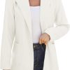 Women Open Front Blazers Long Sleeve Casual OL Office Slim Buttonless Suit Jacket with Pockets