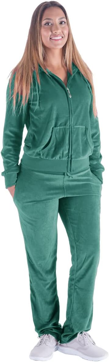 51XSbW01PAL._AC_SL1200 Womens Jogging Suits Sets Running Velour Outfit Zipper Warm Up 2 Pieces Hoodie and Pant Tracksuit
