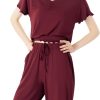 51XVNeZmi2L._AC_SL1299 Soft Bamboo Viscose Pajamas Set for Women Summer Sleepwear Pjs Comfy Short Sleeve Tops Capri Pants Sets