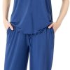 51YHLO7fLcL._AC_SL1500 Soft Bamboo Viscose Pajamas Set for Women Summer Sleepwear Pjs Comfy Short Sleeve Tops Capri Pants Sets