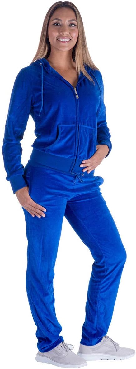 610MyrseaoL._AC_SL1200 Womens Jogging Suits Sets Running Velour Outfit Zipper Warm Up 2 Pieces Hoodie and Pant Tracksuit