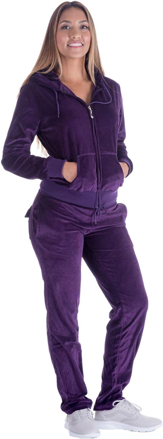 614uZpoMCWL._AC_SL1500 Womens Jogging Suits Sets Running Velour Outfit Zipper Warm Up 2 Pieces Hoodie and Pant Tracksuit