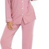 Pajamas Set Long Sleeve Womens Button Down Sleepwear Two Piece Nightwear Soft Pj Lounge Sets S-XXL