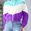 Women’s Lightweight Windbreaker Sport Jacket Zip Up Color Block Coat Casual Long Sleeve Jogging Outerwear