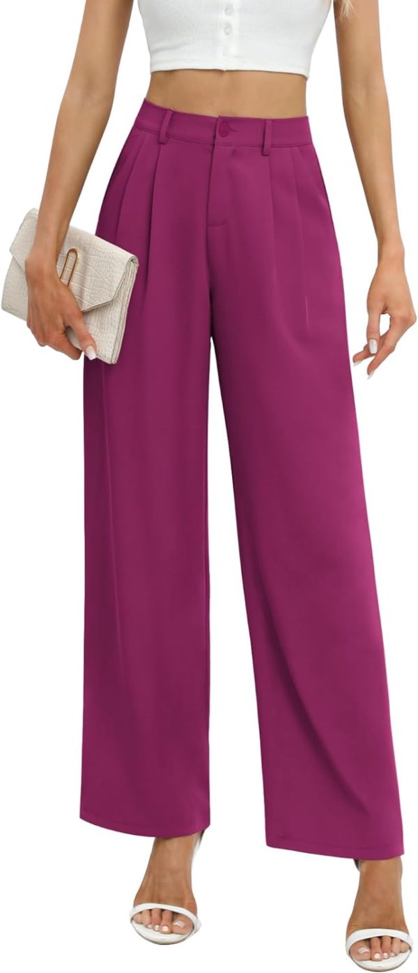 61AQG5zKMJL._AC_SL1500 Women's Business Work Trousers High Waisted Wide Leg Pants Long Straight Suit Pants with Pocket