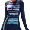 Women Two Piece Rash Guard Long Sleeve Half-Zipper UPF 50 Athletic Surfing Swimsuit