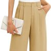 61LJhuT20zL._AC_SL1500 Women's Business Work Trousers High Waisted Wide Leg Pants Long Straight Suit Pants with Pocket