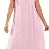 61O6oxpE2cL._AC_SL1500 Women's Nightgown Sleeveless Sleepwear Wide Strap Sleep Shirt Pleated Scoopneck Nightshirt