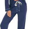 Pajamas Set Long Sleeve Womens Button Down Sleepwear Two Piece Nightwear Soft Pj Lounge Sets S-XXL