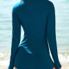 Women Two Piece Rash Guard Long Sleeve Half-Zipper UPF 50 Athletic Surfing Swimsuit