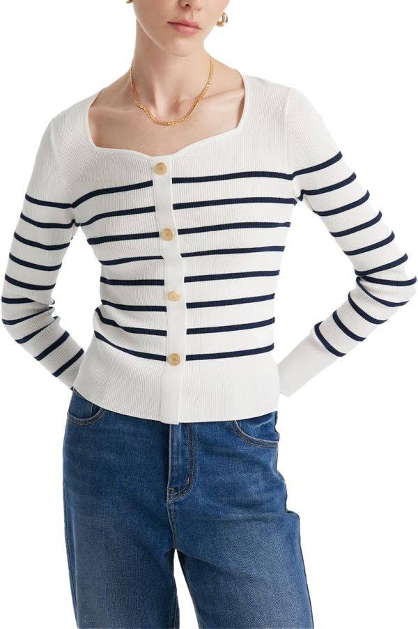 61hEZwJZ3yL._AC_SL1200 Long Sleeve Crop Tops for Women Trendy Knitted Basic Shirts Business Casual