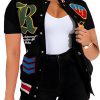 61ieTpcFUkL._AC_SL1500 Button Down Shirts for Women Short Sleeve Cropped Varsity Jacket for Women Summer Tops for Women 2024 S-XXL
