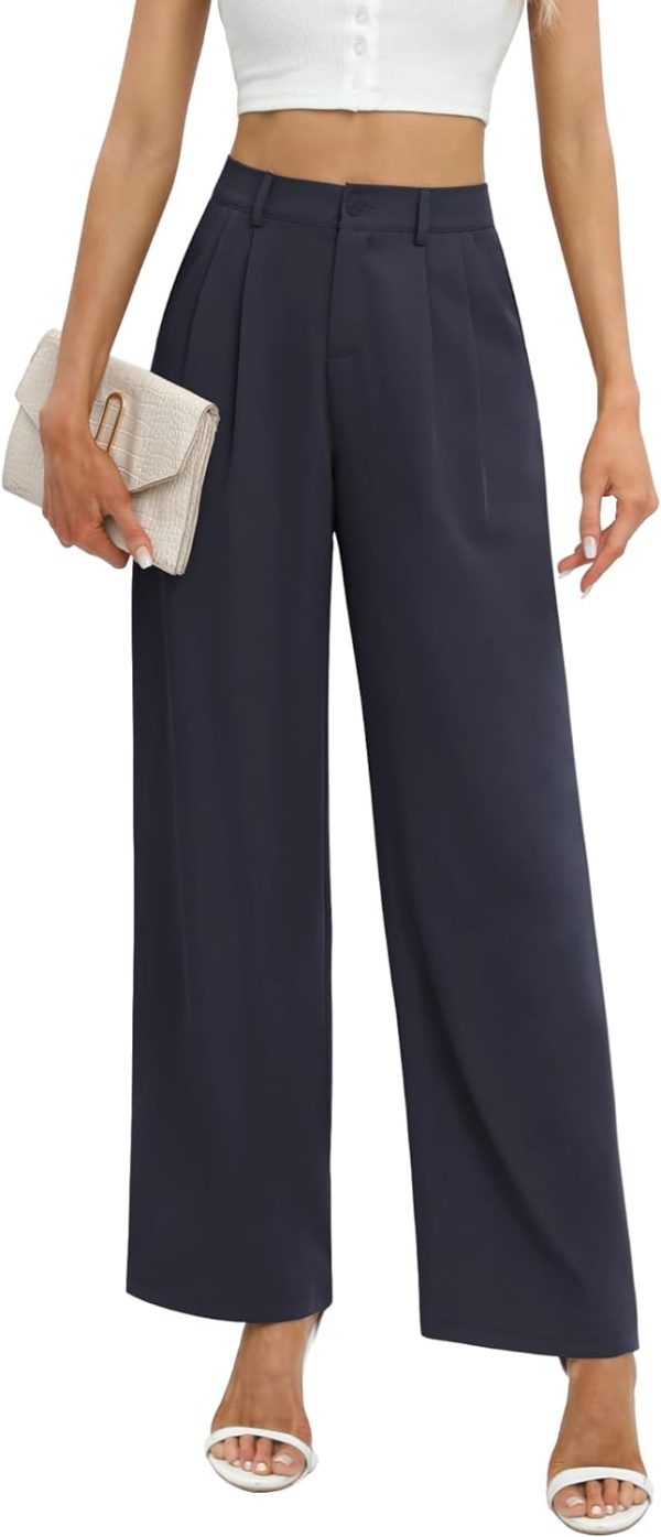 61izSKXL5aL._AC_SL1500 Women's Business Work Trousers High Waisted Wide Leg Pants Long Straight Suit Pants with Pocket