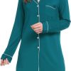 61n34rkgKIL._AC_SL1500 Womens Bamboo Viscose Sleep Shirt Long Sleeve Button Down Nightgowns Boyfriend Nightshirt S-XXL