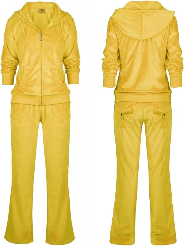 61qCYqTleDL._AC_SL1200 Womens Jogging Suits Sets Running Velour Outfit Zipper Warm Up 2 Pieces Hoodie and Pant Tracksuit