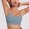 Spaghetti Strap Padded Sports Bras for Women - Y Back Yoga Workout Tops (3 Pack)