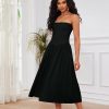 7123tL1DoBL._AC_SL1500 Women Off Shoulder Midi Dress Strapless Sleeveless Drop-Waist A Line Tube Dress Trendy Summer Swing Patchwork Dress
