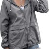 Women's Raincoats Lightweight Waterproof Windproof Adjustable Windbreaker Rain Jackets Hooded with Pockets S-XXL