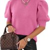 Women's Puff Short Sleeve Sweaters 2024 Fashion Spring Tops Casual Pullover Shirts