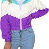 Women’s Lightweight Windbreaker Sport Jacket Zip Up Color Block Coat Casual Long Sleeve Jogging Outerwear
