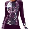 Women Two Piece Rash Guard Long Sleeve Half-Zipper UPF 50 Athletic Surfing Swimsuit