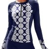 Women Two Piece Rash Guard Long Sleeve Half-Zipper UPF 50 Athletic Surfing Swimsuit