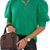 Women's Puff Short Sleeve Sweaters 2024 Fashion Spring Tops Casual Pullover Shirts