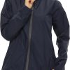 Women's Rain Jacket Lightweight Waterproof Rain Coat with Hooded Windproof Adjustable Windbreaker