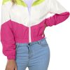 Women’s Lightweight Windbreaker Sport Jacket Zip Up Color Block Coat Casual Long Sleeve Jogging Outerwear