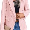Womens Casual Blazer 2024 Spring Open Front Business Work Tweed Plaid Jacket Suit Pocket (S-XXL)