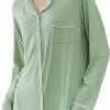 71UOflI2C4L._AC_SL1500 Womens Bamboo Viscose Sleep Shirt Long Sleeve Button Down Nightgowns Boyfriend Nightshirt S-XXL