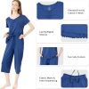 71gMFlTE8WL._AC_SL1500 Soft Bamboo Viscose Pajamas Set for Women Summer Sleepwear Pjs Comfy Short Sleeve Tops Capri Pants Sets