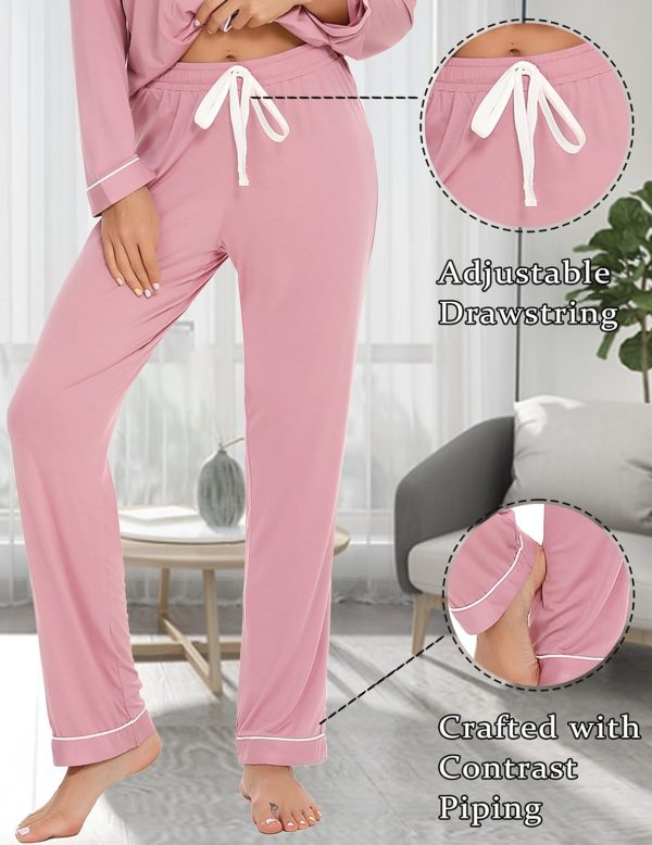 Pajamas Set Long Sleeve Womens Button Down Sleepwear Two Piece Nightwear Soft Pj Lounge Sets S-XXL