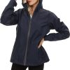 Women's Rain Jacket Lightweight Waterproof Rain Coat with Hooded Windproof Adjustable Windbreaker
