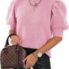 Women's Puff Short Sleeve Sweaters 2024 Fashion Spring Tops Casual Pullover Shirts